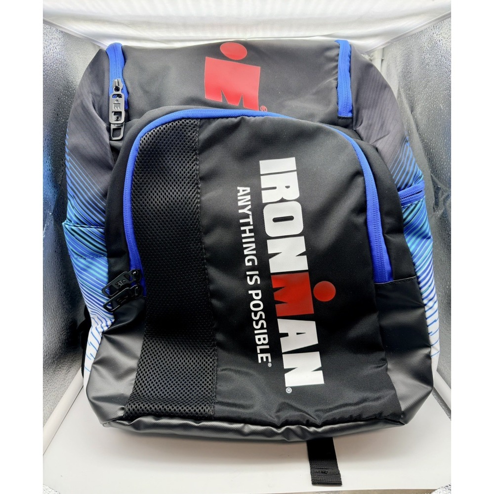 IRONMAN IM Transition Backpack Black Blue Unisex Triathlon Gear Bag 951001757509